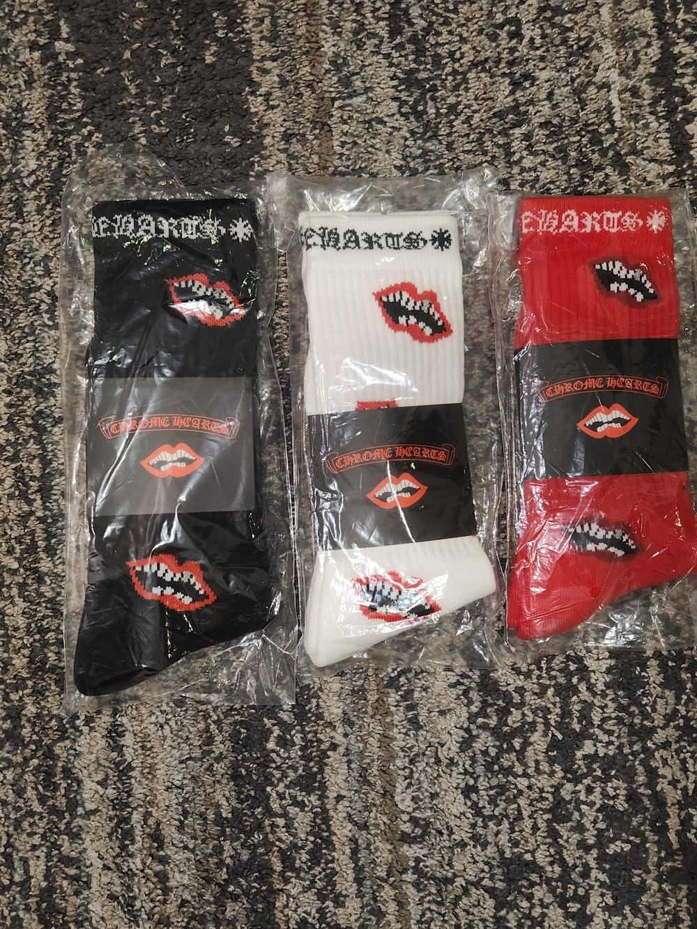 Red,white,black Socks